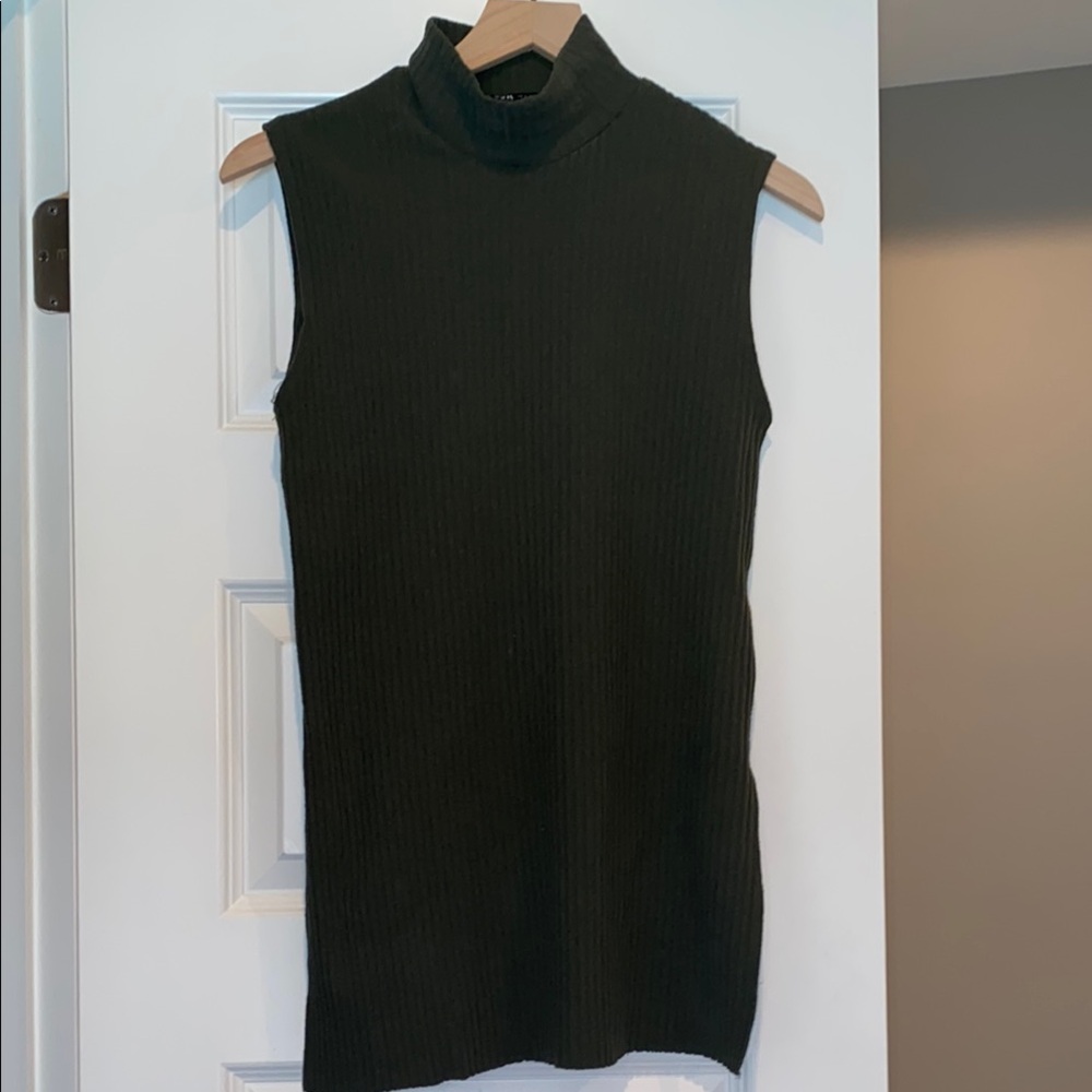 Zara green Sleeveless Turtleneck Top
